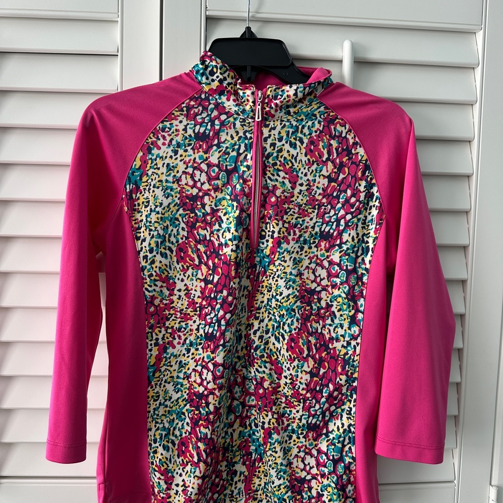 Women's Pink Multicolor Zip-Up Sweatshirt